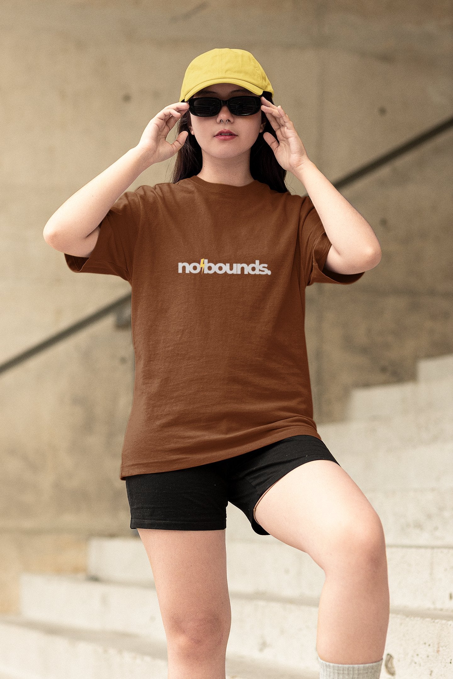 Brown Oversized T-shirt by No Bounds